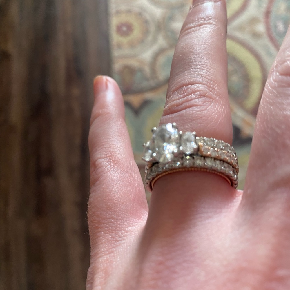 Elegant Gold and Silver Women's Ring missing one small diamond.